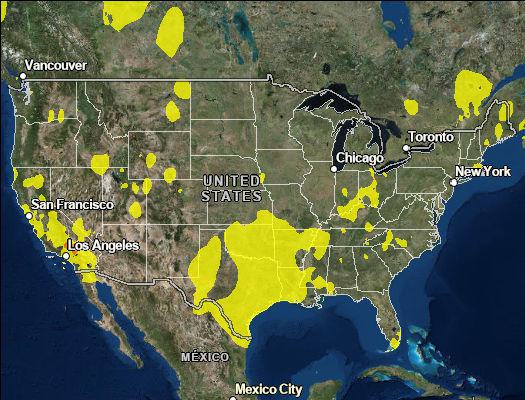 US map showing air quality regions